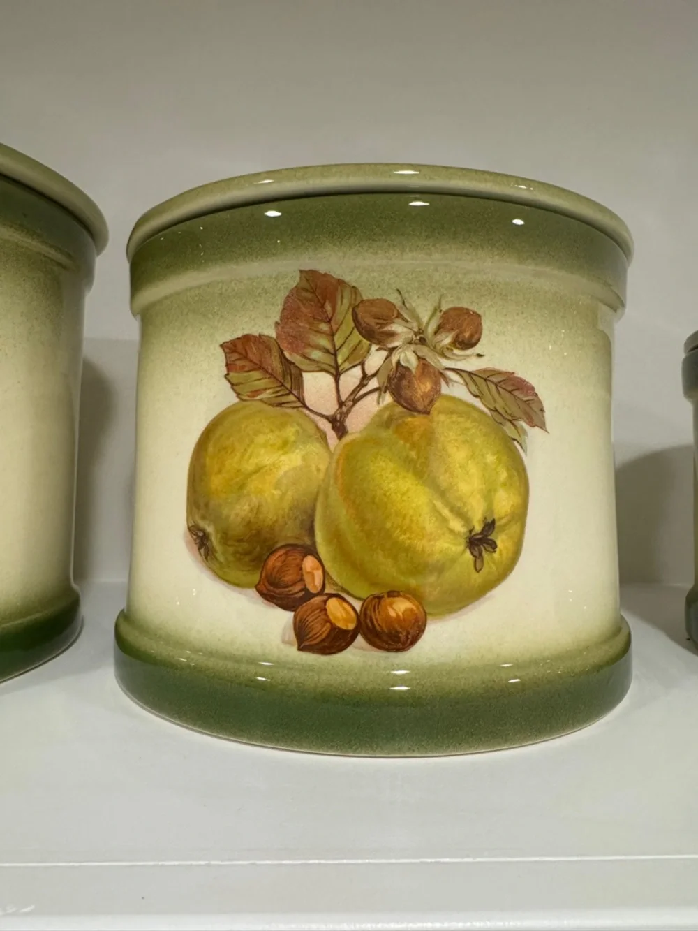 Vintage‎ Ceramic Fruit Canister Set Green Ombre Farmhouse Kitchen